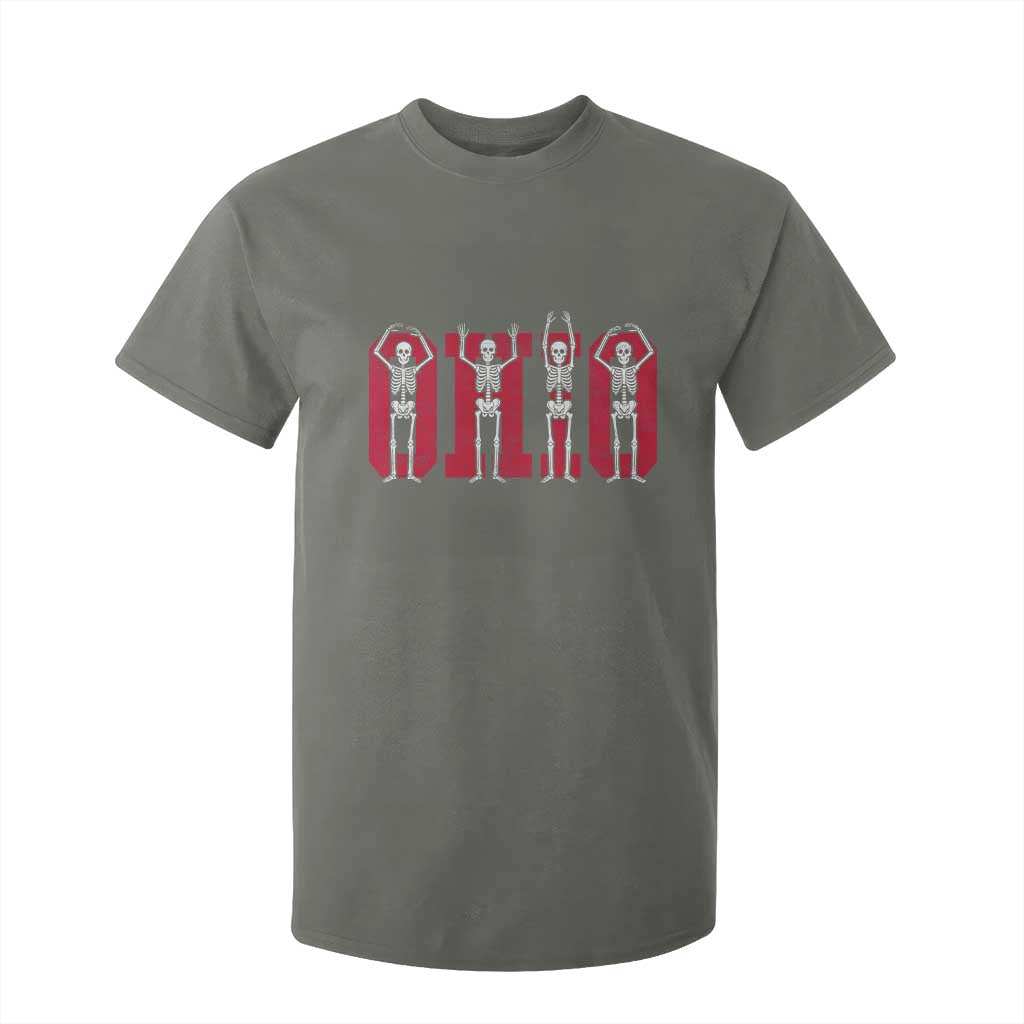 O-H-I-O State T Shirt For Kid Funny Skeletons Ohio Vintage Halloween Team TS10 Military Green Print Your Wear