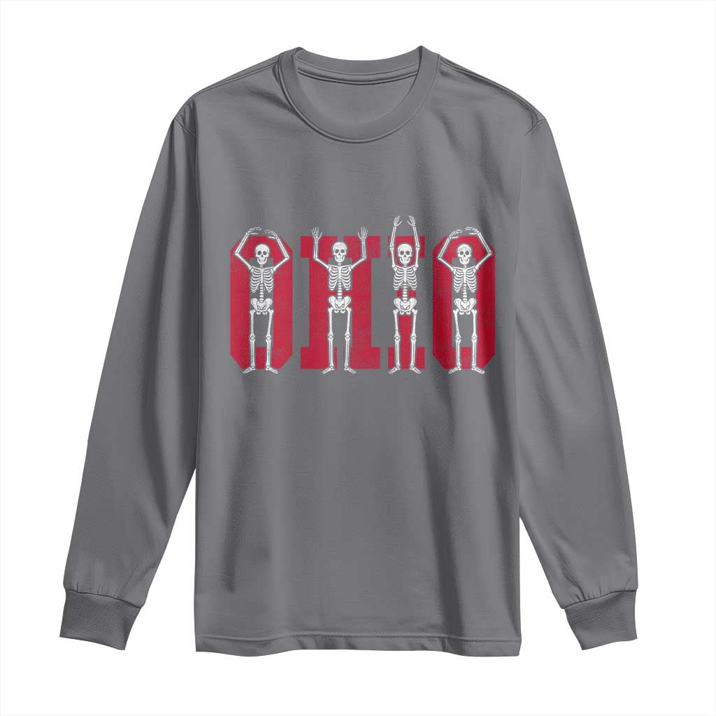 O-H-I-O State Long Sleeve Shirt Funny Skeletons Ohio Vintage Halloween Team TS10 Charcoal Print Your Wear