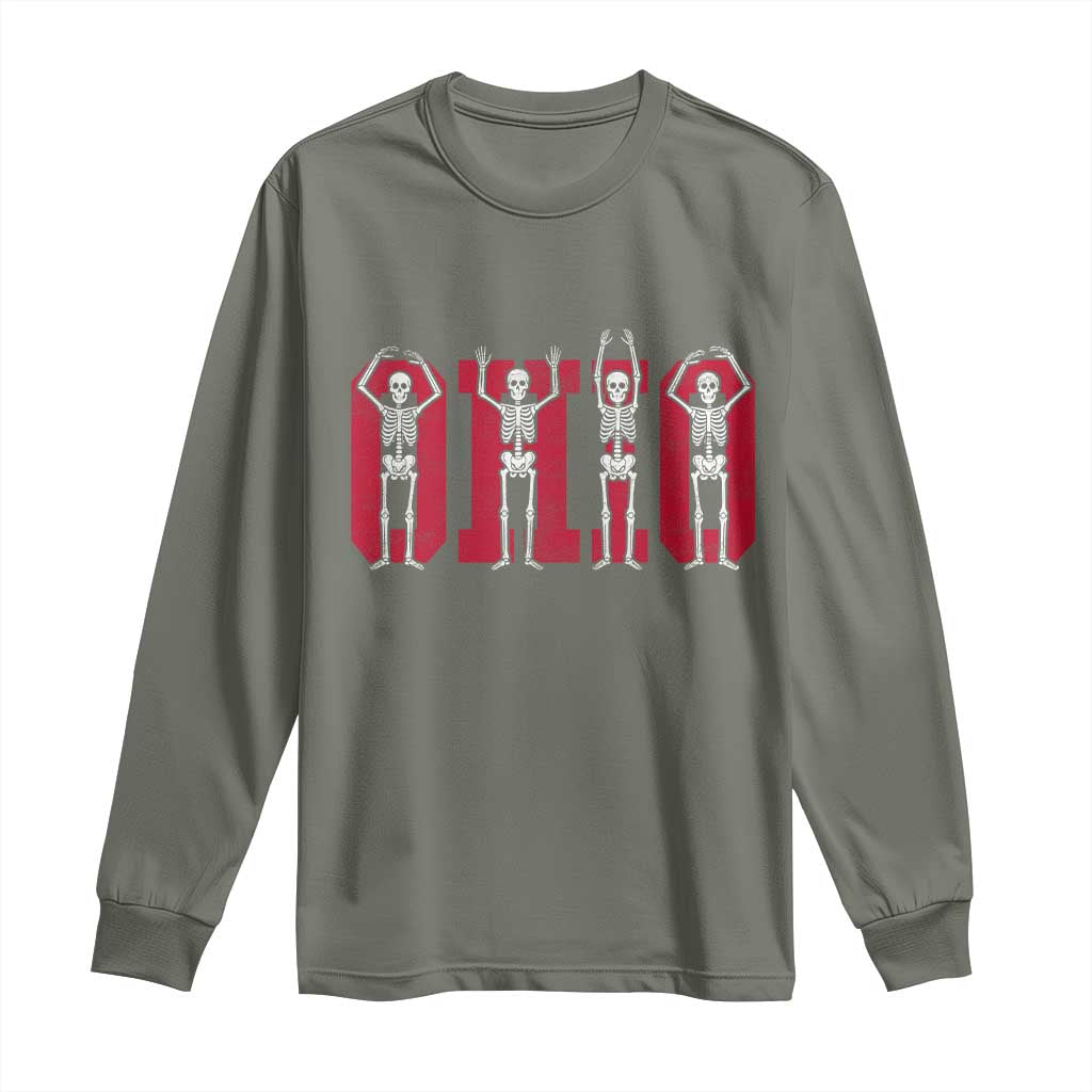 O-H-I-O State Long Sleeve Shirt Funny Skeletons Ohio Vintage Halloween Team TS10 Military Green Print Your Wear