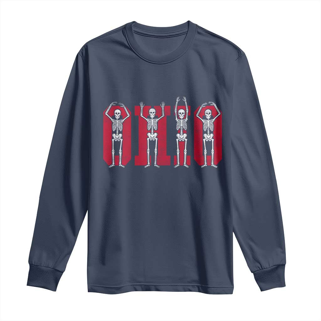 O-H-I-O State Long Sleeve Shirt Funny Skeletons Ohio Vintage Halloween Team TS10 Navy Print Your Wear