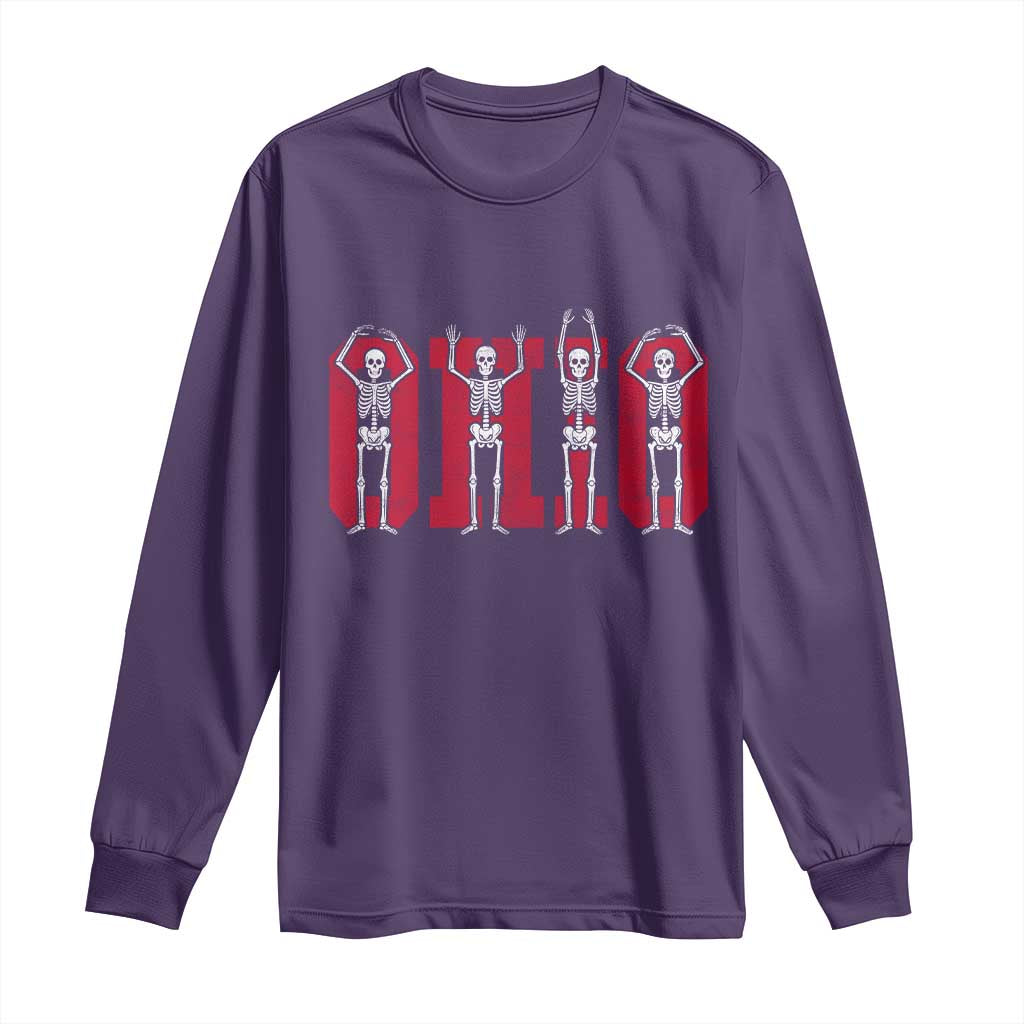 O-H-I-O State Long Sleeve Shirt Funny Skeletons Ohio Vintage Halloween Team TS10 Purple Print Your Wear