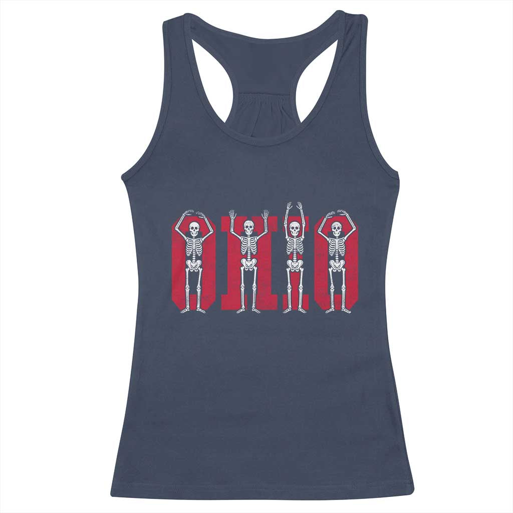 O-H-I-O State Racerback Tank Top Funny Skeletons Ohio Vintage Halloween Team TS10 Navy Print Your Wear