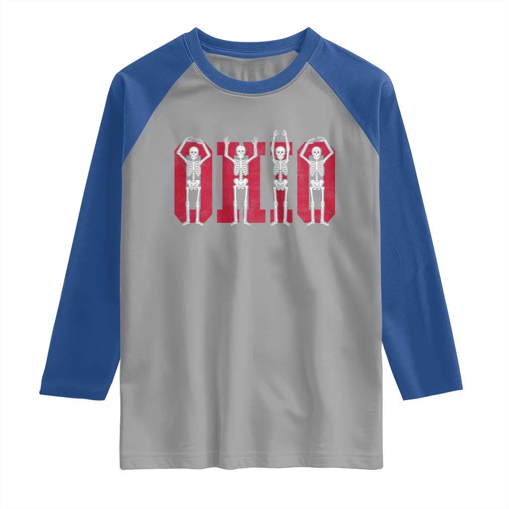 O-H-I-O State Raglan Shirt Funny Skeletons Ohio Vintage Halloween Team TS10 Sport Gray Royal Print Your Wear