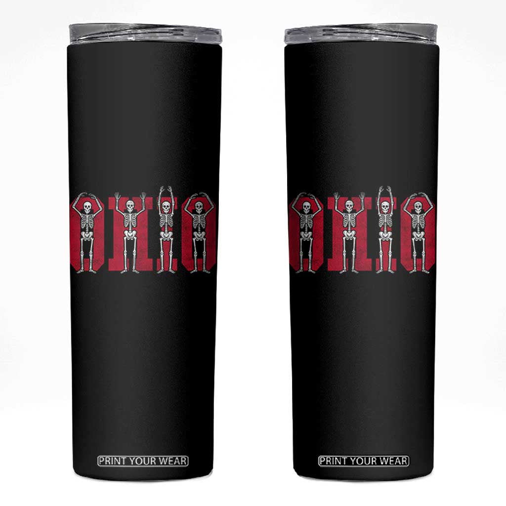 O-H-I-O State Skinny Tumbler Funny Skeletons Ohio Vintage Halloween Team TS10 Black Print Your Wear