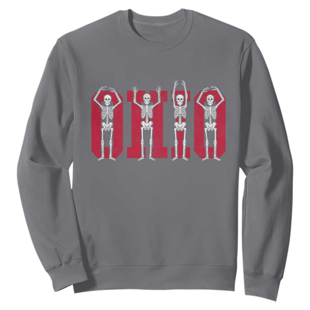 O-H-I-O State Sweatshirt Funny Skeletons Ohio Vintage Halloween Team TS10 Charcoal Print Your Wear