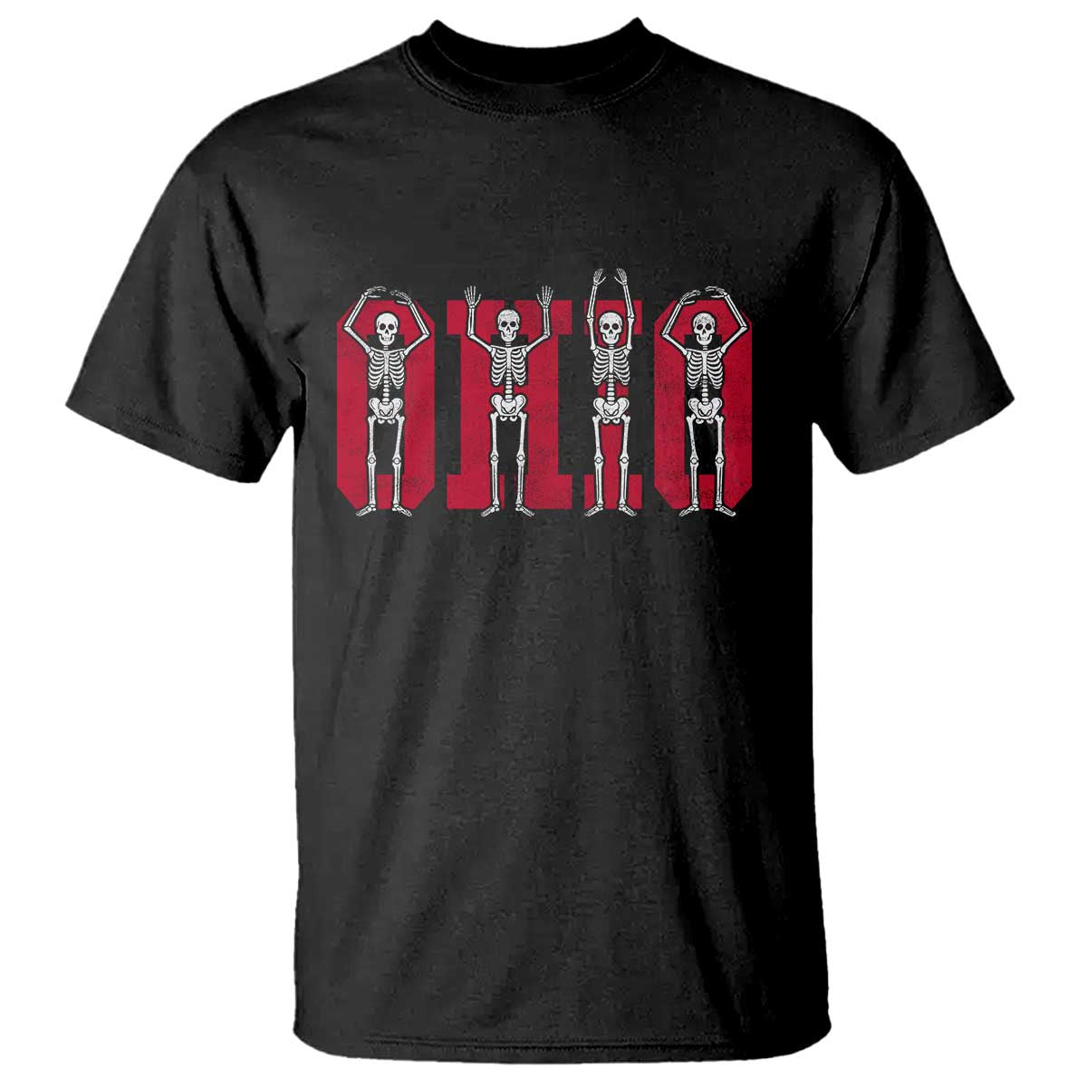 O-H-I-O State T Shirt Funny Skeletons Ohio Vintage Halloween Team TS10 Black Print Your Wear
