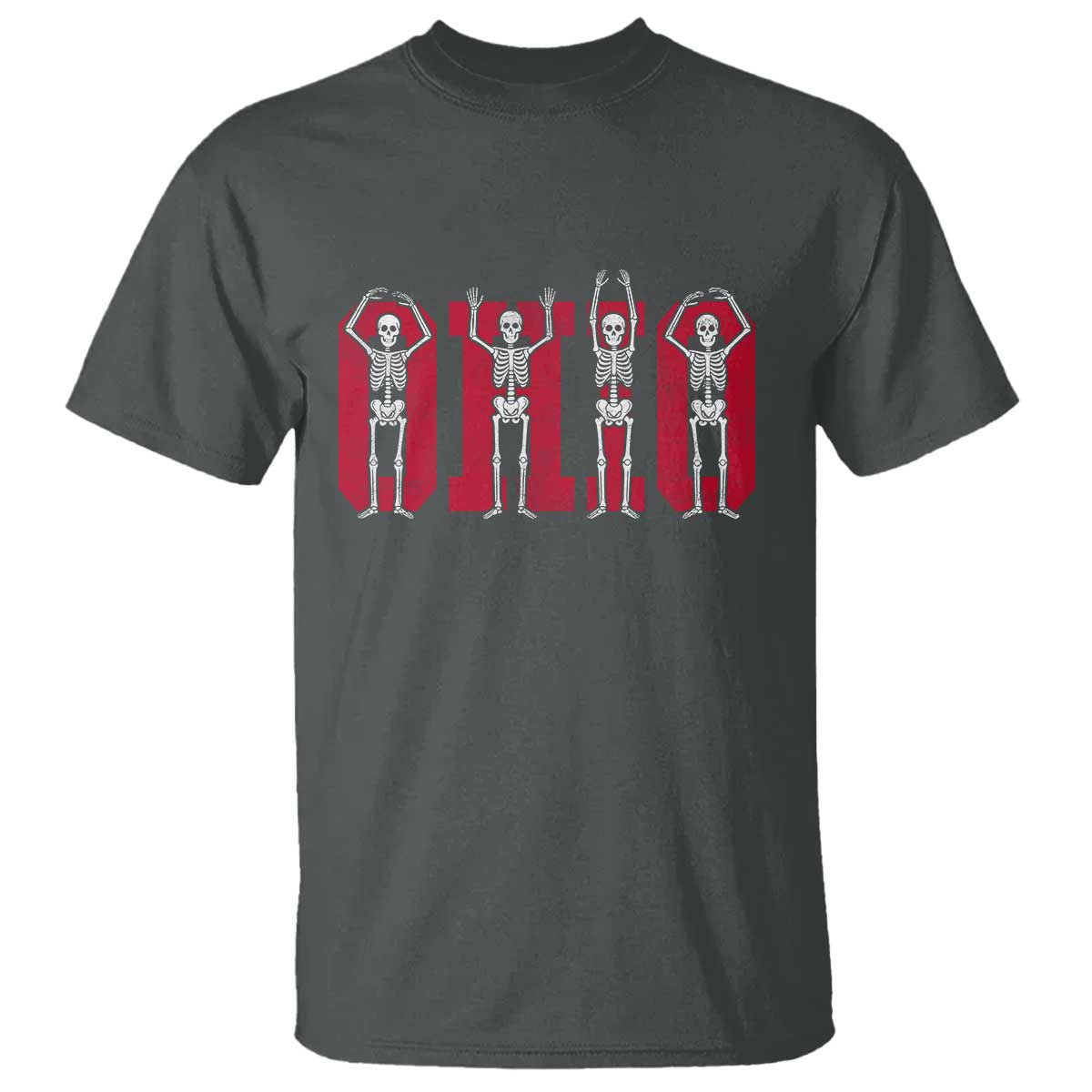 O-H-I-O State T Shirt Funny Skeletons Ohio Vintage Halloween Team TS10 Dark Heather Print Your Wear