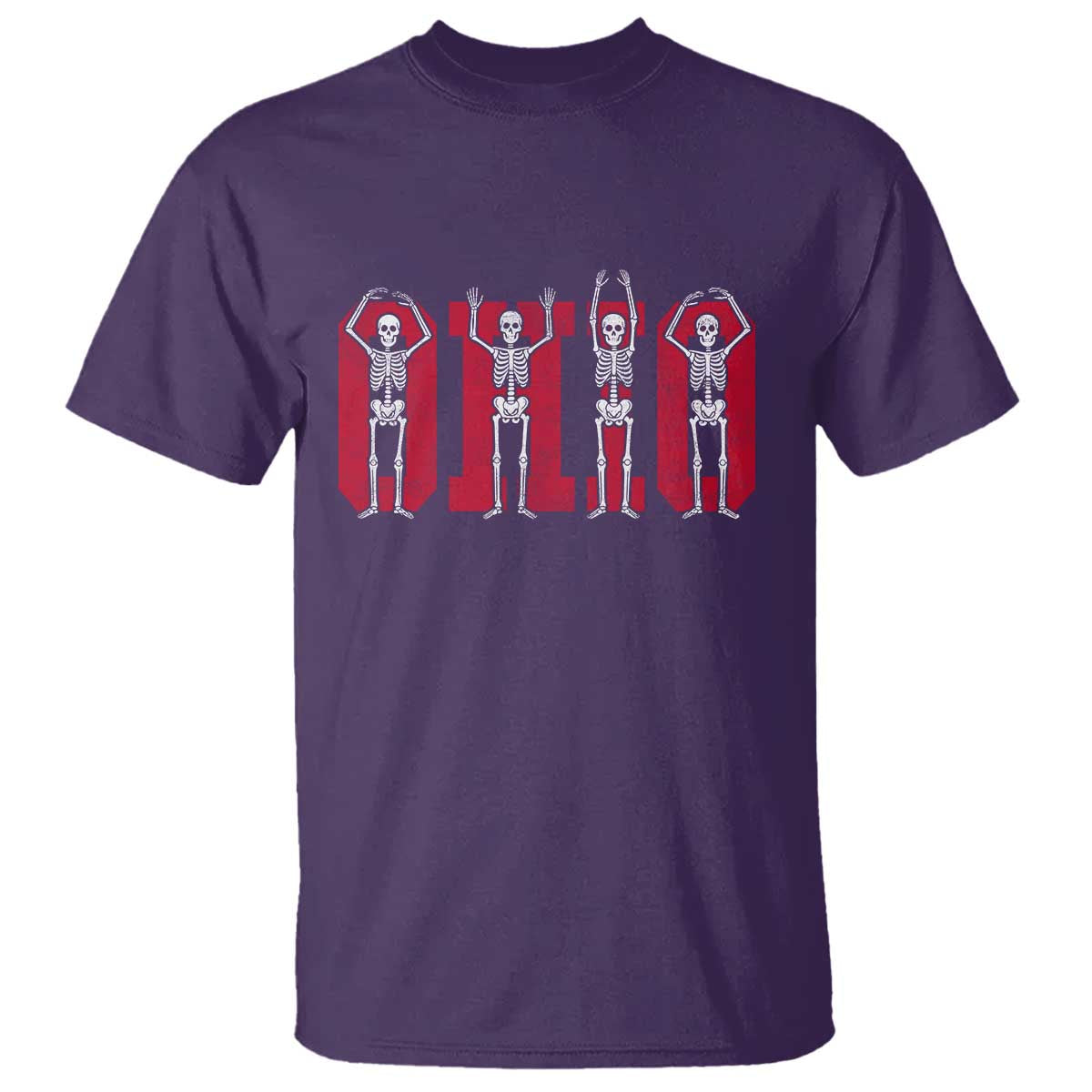 O-H-I-O State T Shirt Funny Skeletons Ohio Vintage Halloween Team TS10 Purple Print Your Wear