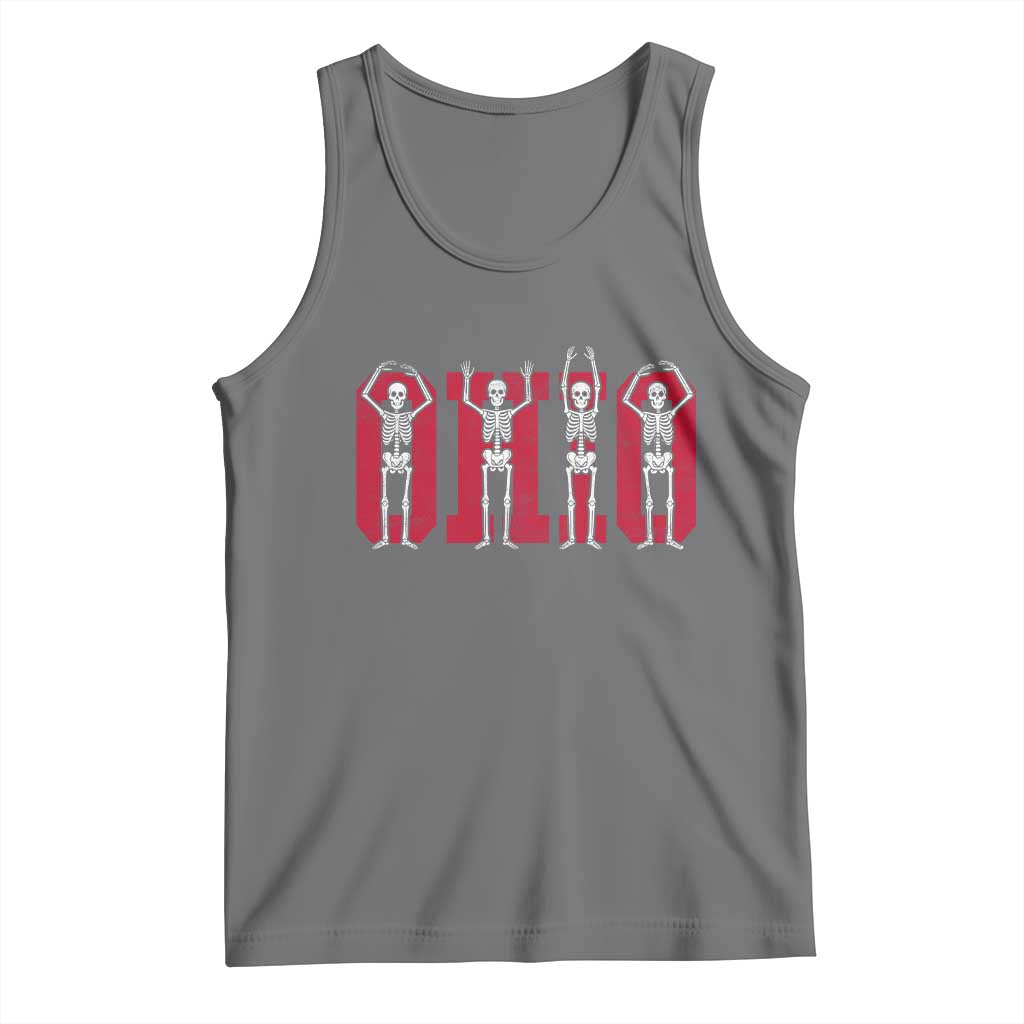 O-H-I-O State Tank Top Funny Skeletons Ohio Vintage Halloween Team TS10 Black Heather Print Your Wear