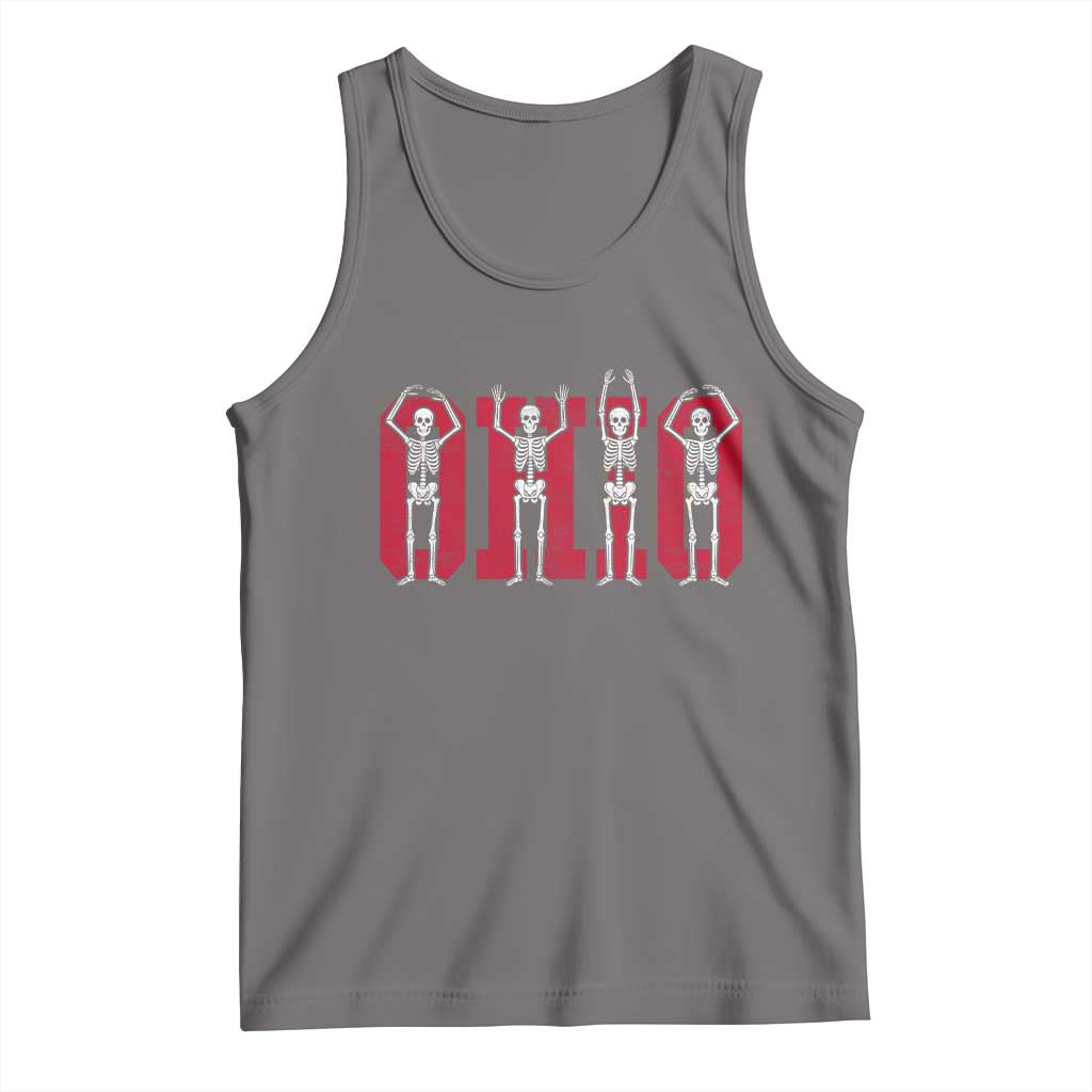 O-H-I-O State Tank Top Funny Skeletons Ohio Vintage Halloween Team TS10 Deep Heather Print Your Wear