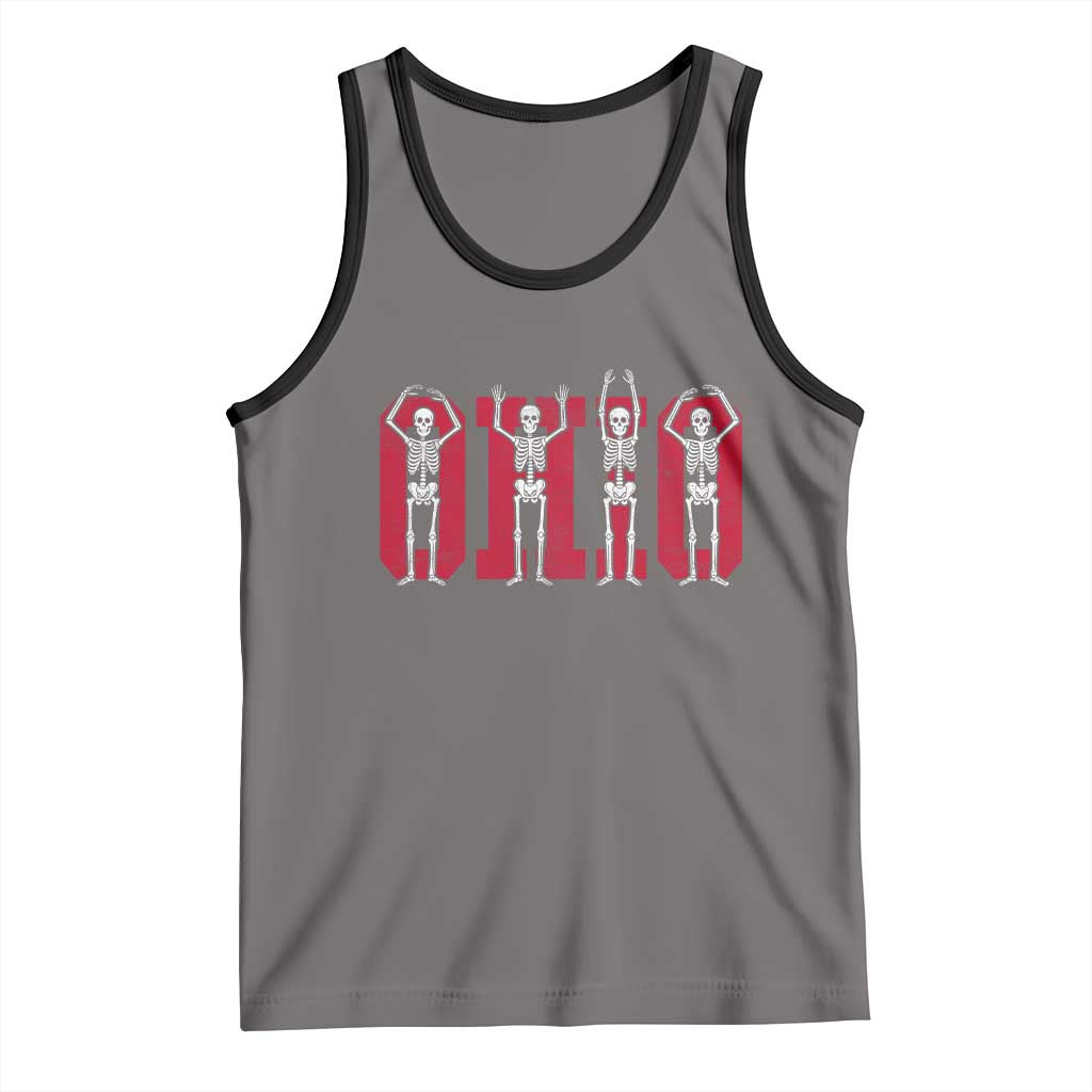 O-H-I-O State Tank Top Funny Skeletons Ohio Vintage Halloween Team TS10 Deep Heather Black Print Your Wear