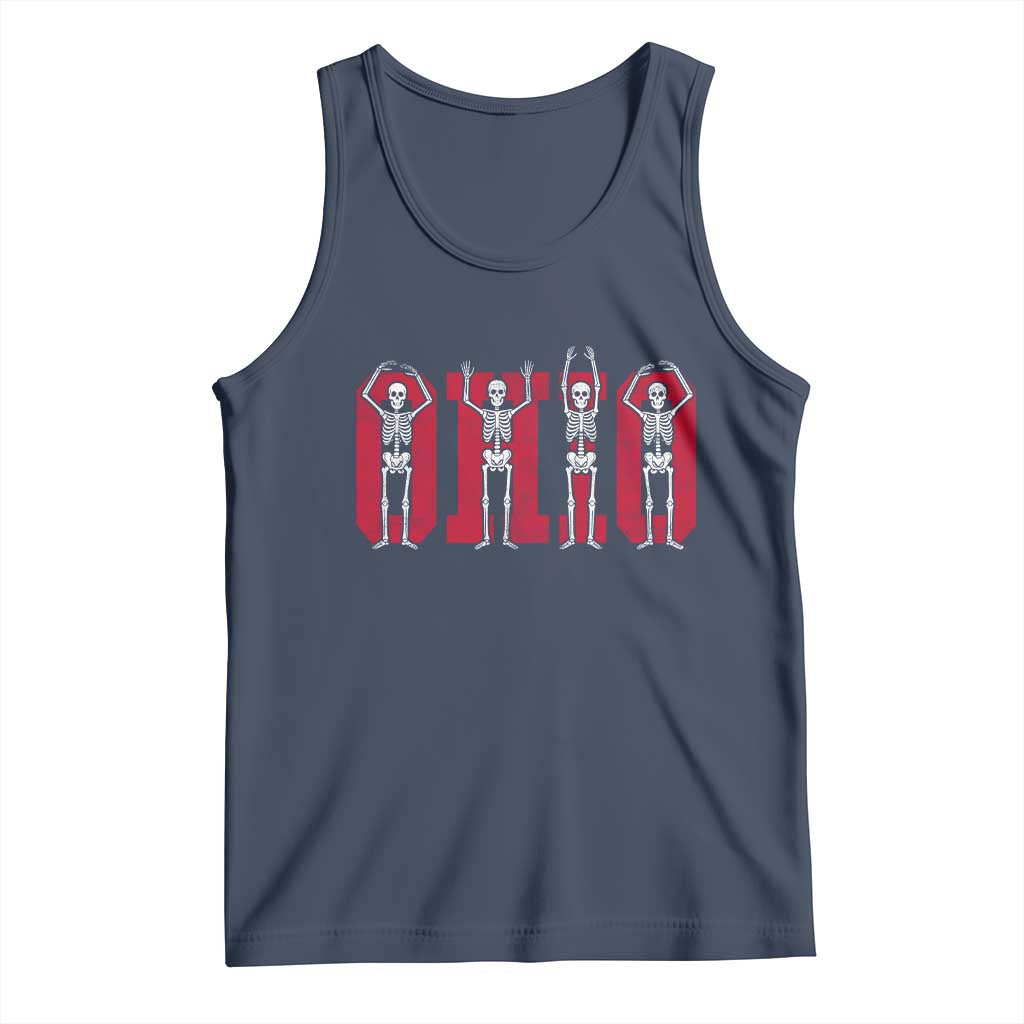 O-H-I-O State Tank Top Funny Skeletons Ohio Vintage Halloween Team TS10 Navy Print Your Wear