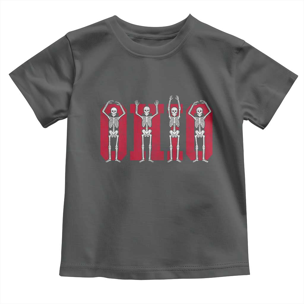 O-H-I-O State Toddler T Shirt Funny Skeletons Ohio Vintage Halloween Team TS10 Dark Heather Print Your Wear