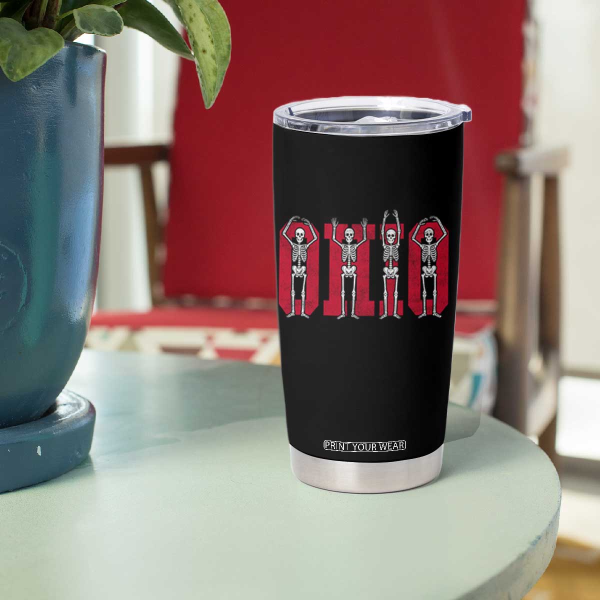O-H-I-O State Tumbler Cup Funny Skeletons Ohio Vintage Halloween Team TS10 Print Your Wear