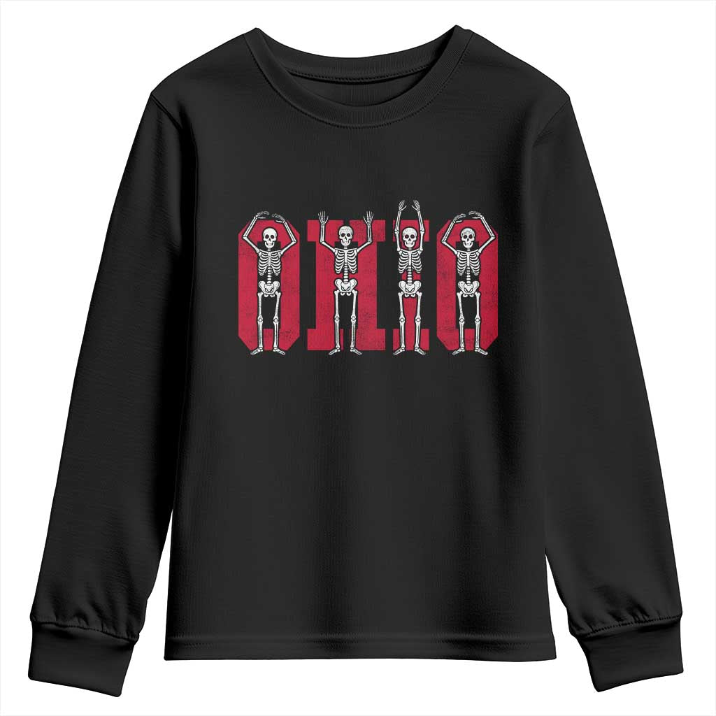 O-H-I-O State Youth Sweatshirt Funny Skeletons Ohio Vintage Halloween Team TS10 Black Print Your Wear