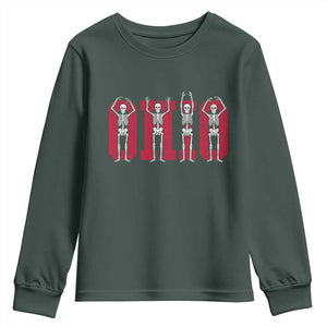 O-H-I-O State Youth Sweatshirt Funny Skeletons Ohio Vintage Halloween Team TS10 Dark Forest Green Print Your Wear