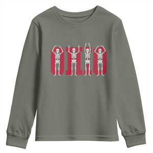 O-H-I-O State Youth Sweatshirt Funny Skeletons Ohio Vintage Halloween Team TS10 Military Green Print Your Wear