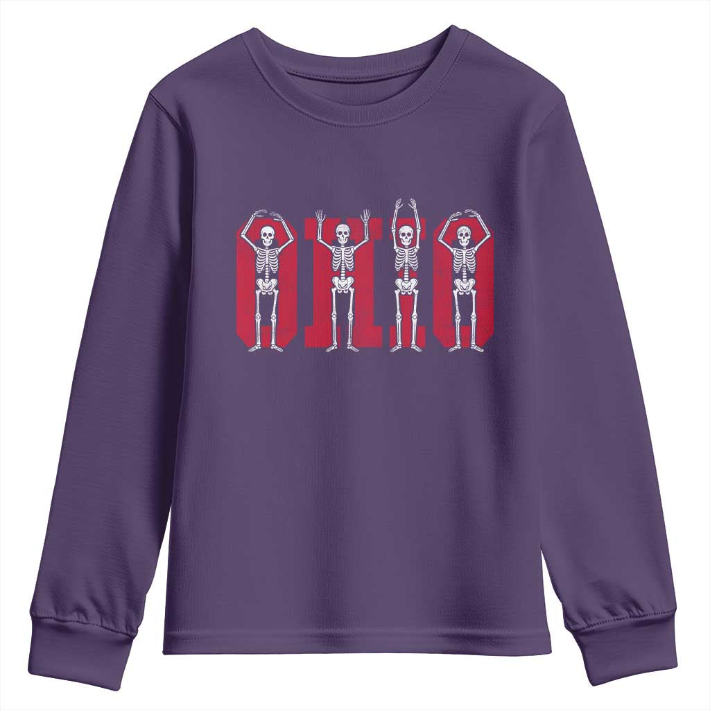 O-H-I-O State Youth Sweatshirt Funny Skeletons Ohio Vintage Halloween Team TS10 Purple Print Your Wear