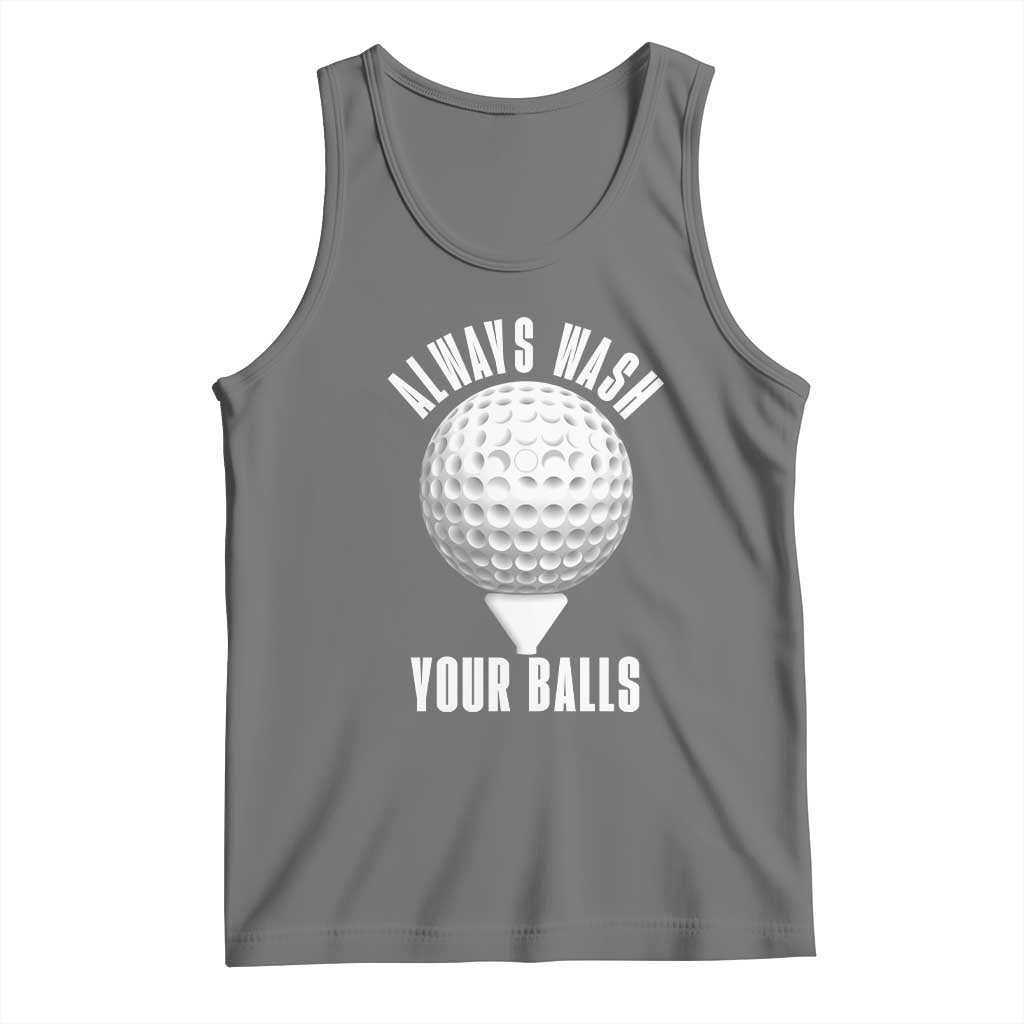 Funny Golf Tank Top Always Wash Your Balls Meme TS10 Black Heather Print Your Wear