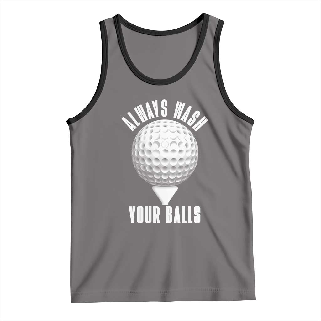 Funny Golf Tank Top Always Wash Your Balls Meme TS10 Deep Heather Black Print Your Wear