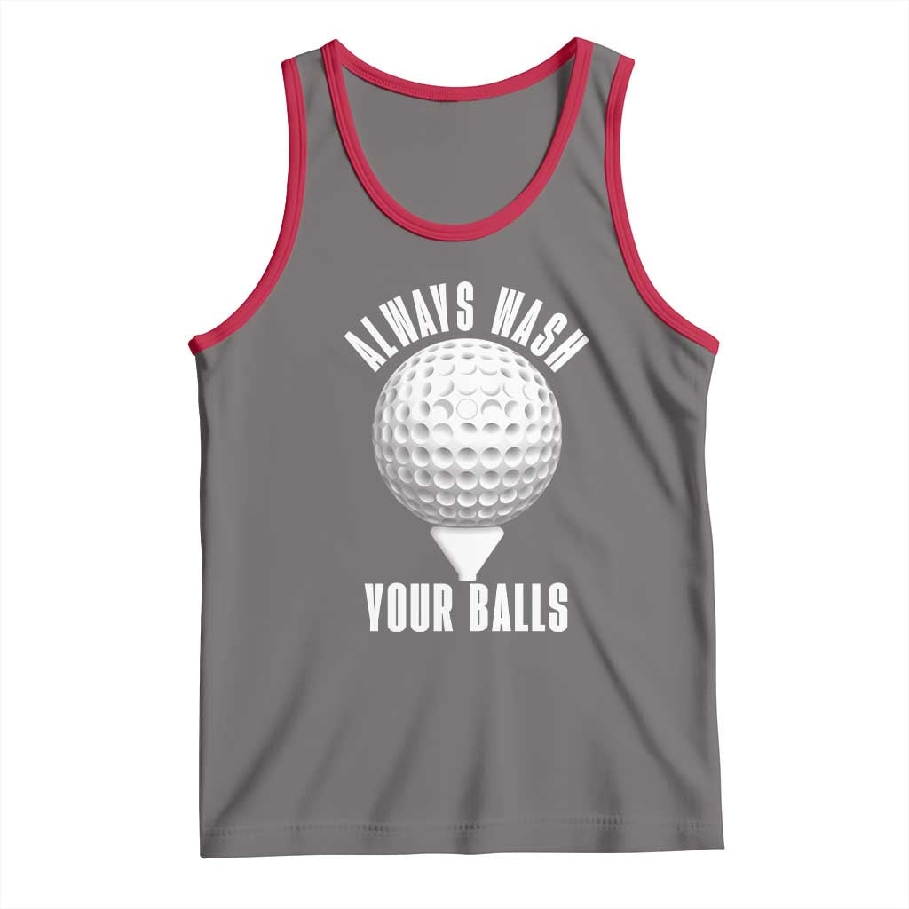 Funny Golf Tank Top Always Wash Your Balls Meme TS10 Deep Heather Red Print Your Wear