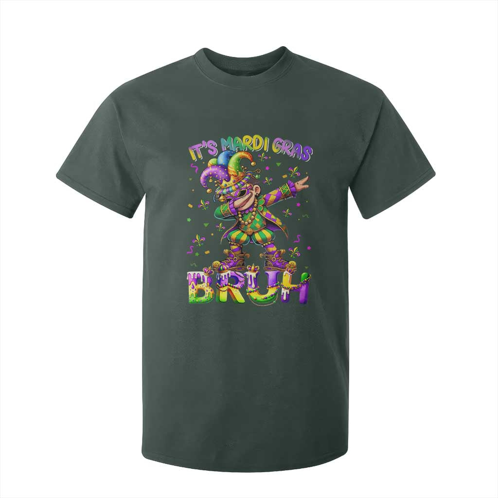 It's Mardi Gras Bruh T Shirt For Kid Dabbing Boy Kids TS10 Dark Forest Green Print Your Wear