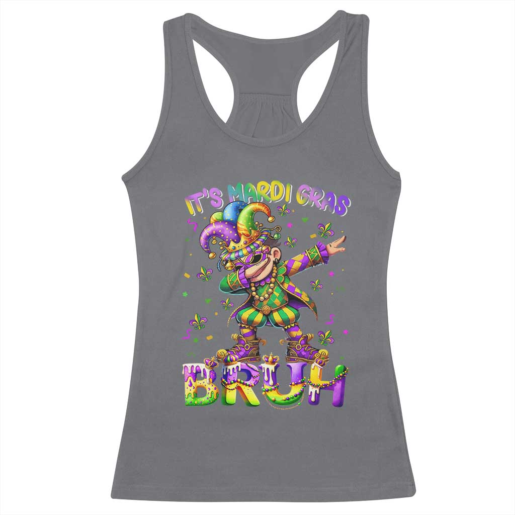 It's Mardi Gras Bruh Racerback Tank Top Dabbing Boy Kids TS10 Charcoal Print Your Wear
