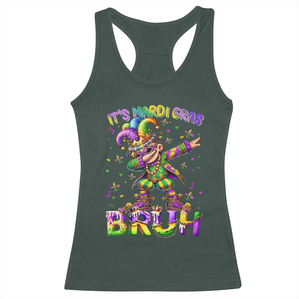 It's Mardi Gras Bruh Racerback Tank Top Dabbing Boy Kids TS10 Dark Forest Green Print Your Wear