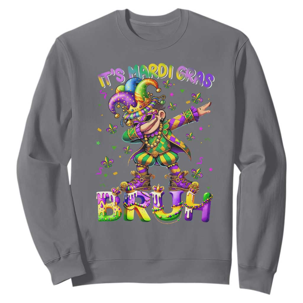 It's Mardi Gras Bruh Sweatshirt Dabbing Boy Kids TS10 Charcoal Print Your Wear