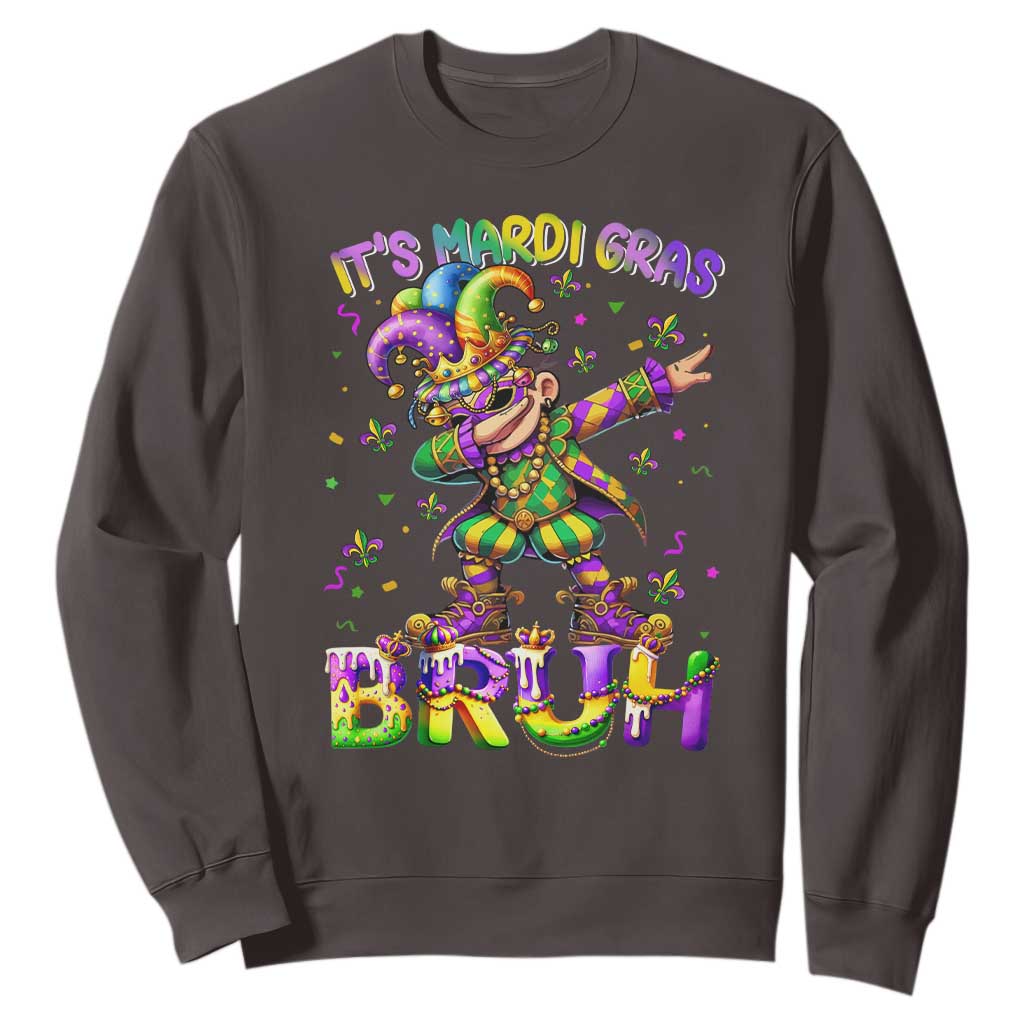 It's Mardi Gras Bruh Sweatshirt Dabbing Boy Kids TS10 Dark Chocolate Print Your Wear