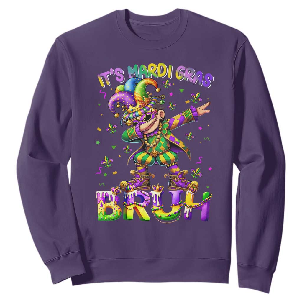 It's Mardi Gras Bruh Sweatshirt Dabbing Boy Kids TS10 Purple Print Your Wear