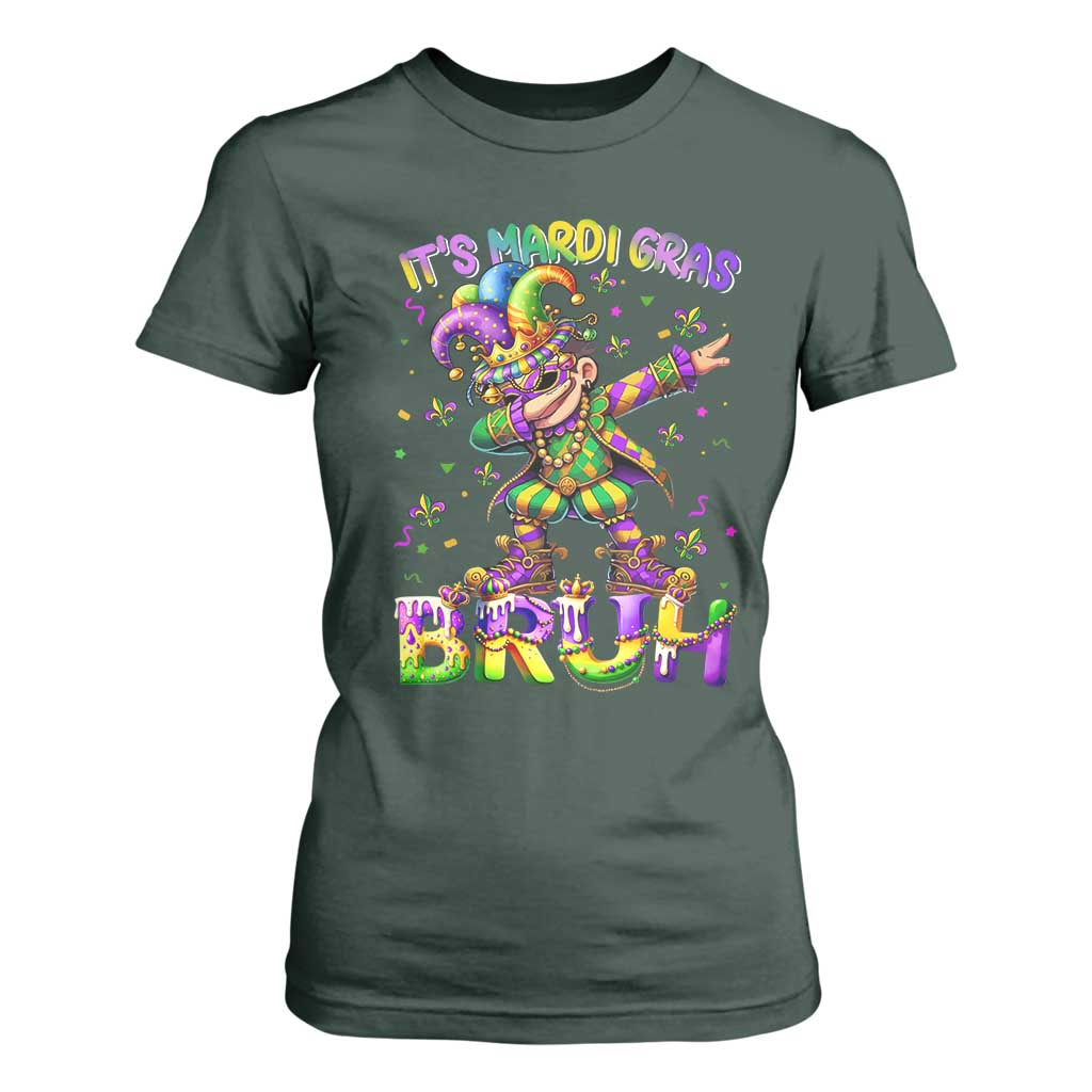 It's Mardi Gras Bruh T Shirt For Women Dabbing Boy Kids TS10 Dark Forest Green Print Your Wear