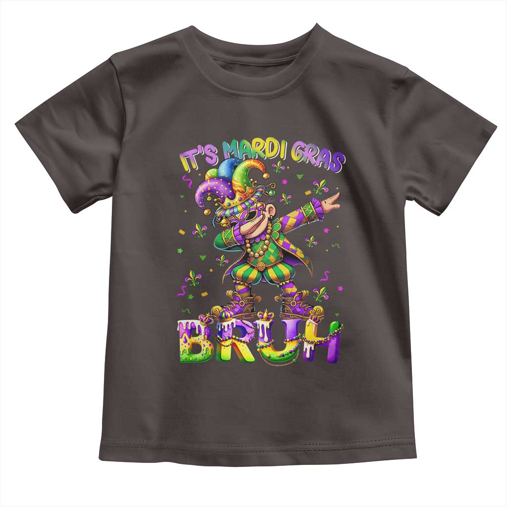 It's Mardi Gras Bruh Toddler T Shirt Dabbing Boy Kids TS10 Dark Chocolate Print Your Wear