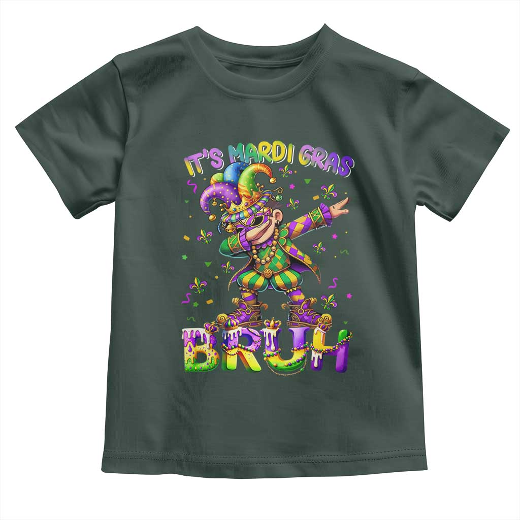 It's Mardi Gras Bruh Toddler T Shirt Dabbing Boy Kids TS10 Dark Forest Green Print Your Wear
