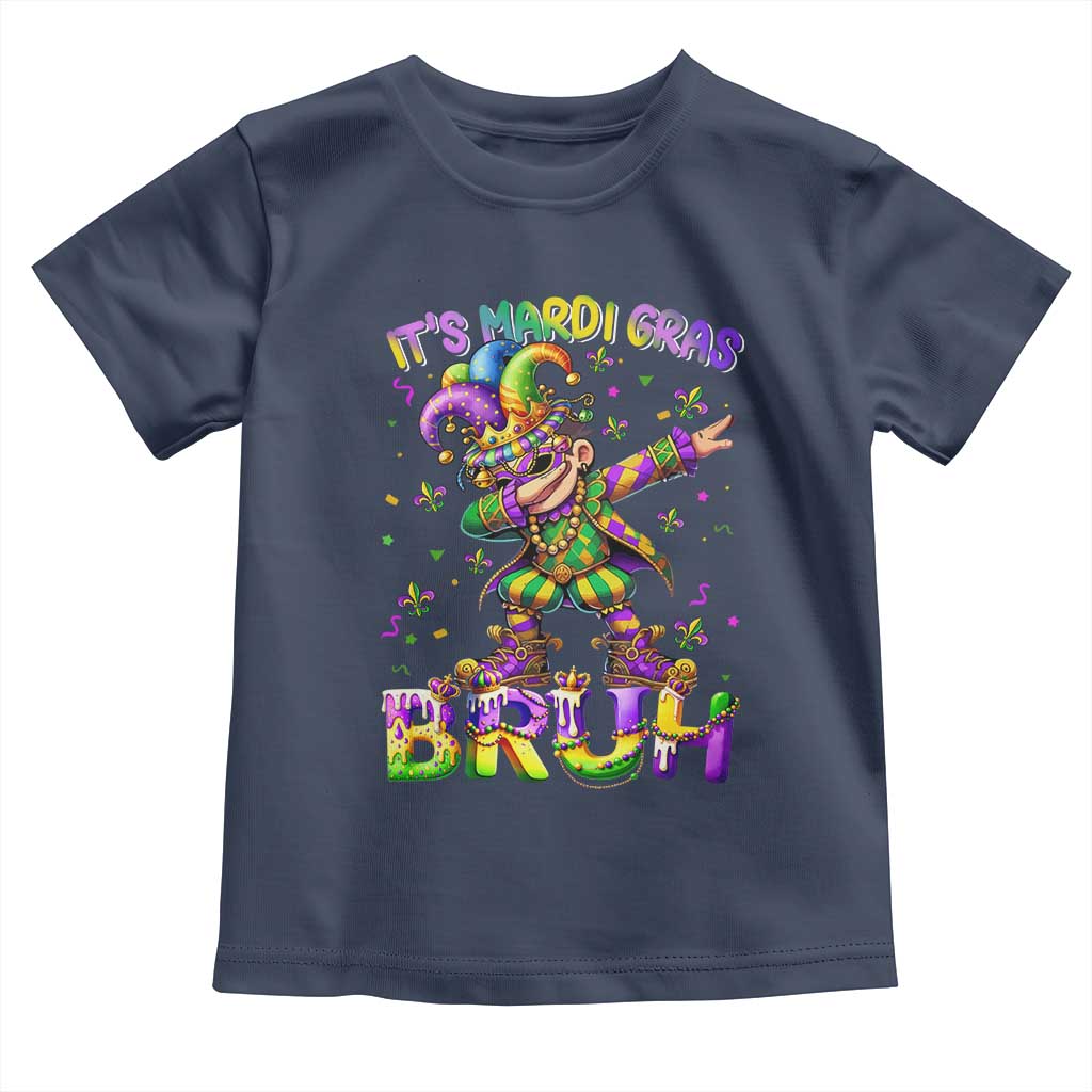 It's Mardi Gras Bruh Toddler T Shirt Dabbing Boy Kids TS10 Navy Print Your Wear