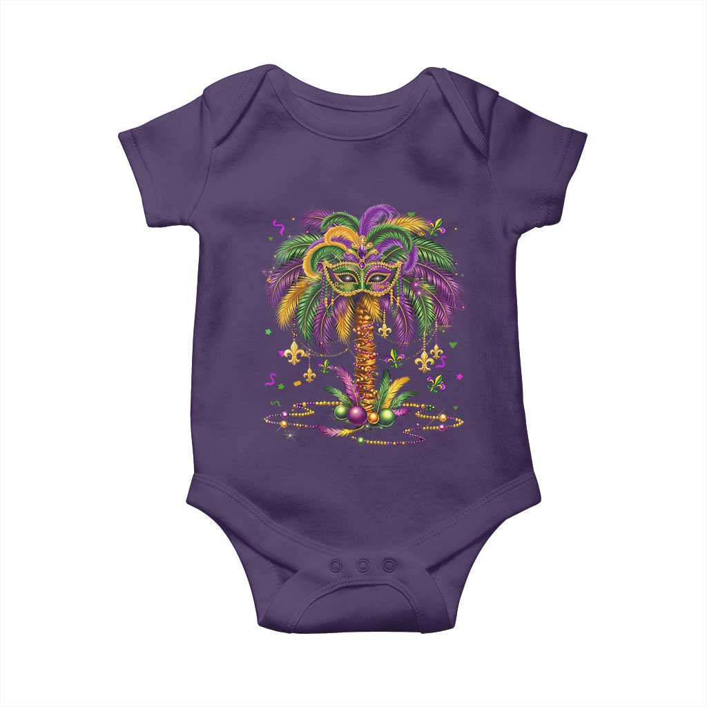 Mardi Gras Bead Tree Baby Onesie Carnival New Orleans Hawaiian Tropical Palm Tree 2025 TS10 Purple Print Your Wear