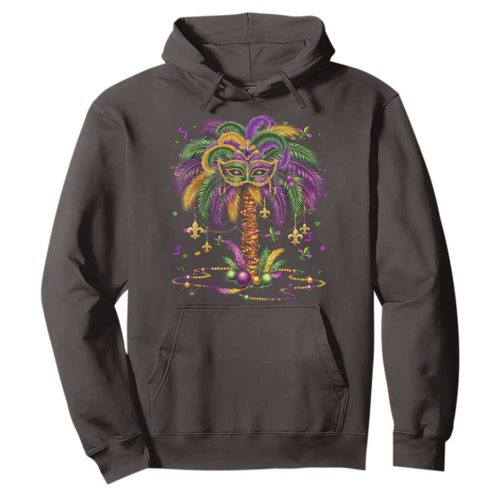 Mardi Gras Bead Tree Hoodie Carnival New Orleans Hawaiian Tropical Palm Tree 2025 TS10 Dark Chocolate Print Your Wear