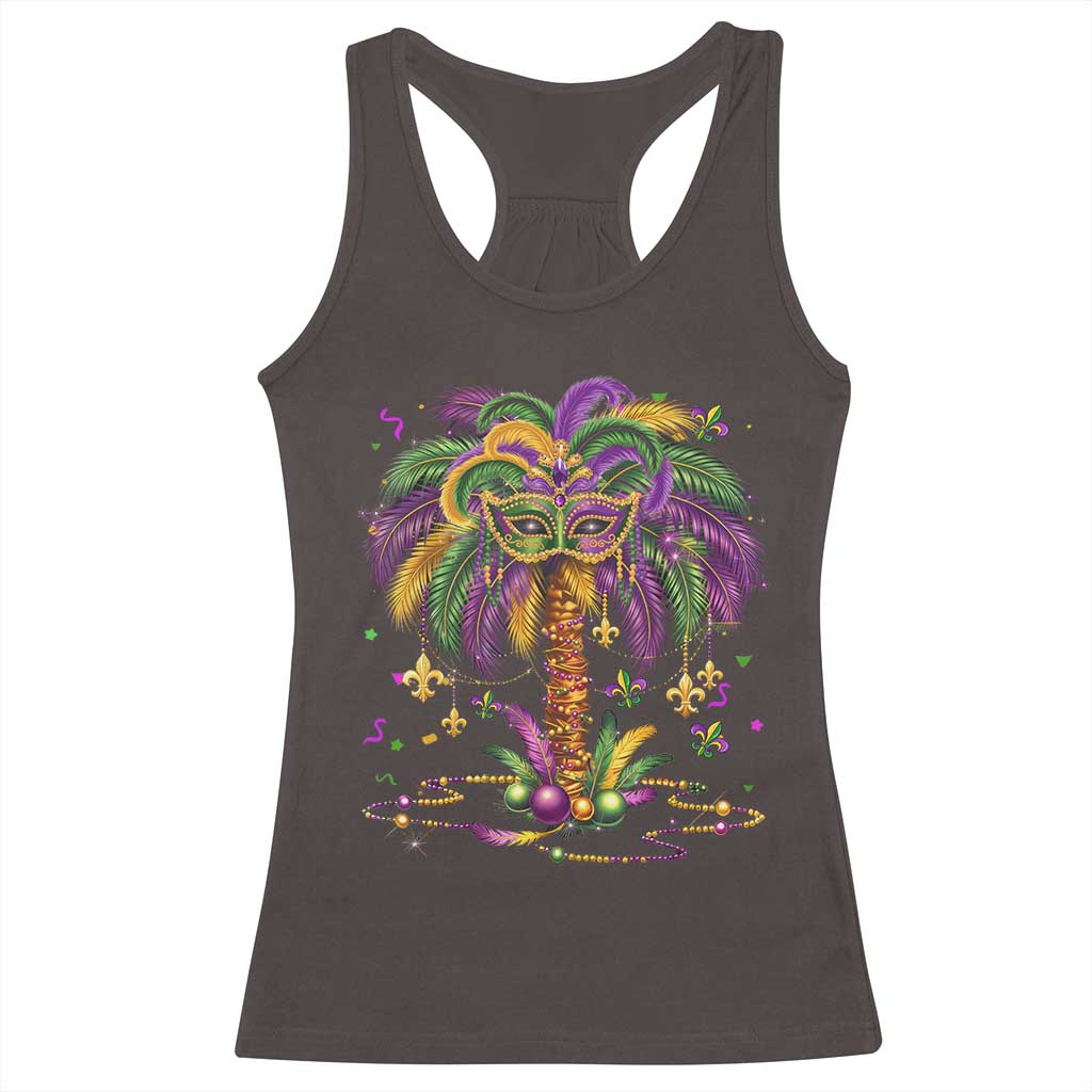 Mardi Gras Bead Tree Racerback Tank Top Carnival New Orleans Hawaiian Tropical Palm Tree 2025 TS10 Dark Chocolate Print Your Wear