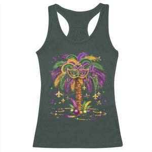 Mardi Gras Bead Tree Racerback Tank Top Carnival New Orleans Hawaiian Tropical Palm Tree 2025 TS10 Dark Forest Green Print Your Wear