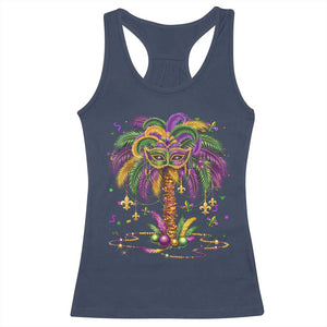 Mardi Gras Bead Tree Racerback Tank Top Carnival New Orleans Hawaiian Tropical Palm Tree 2025 TS10 Navy Print Your Wear