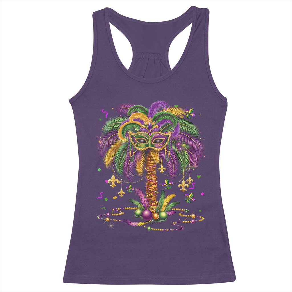 Mardi Gras Bead Tree Racerback Tank Top Carnival New Orleans Hawaiian Tropical Palm Tree 2025 TS10 Purple Print Your Wear