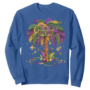 Mardi Gras Bead Tree Sweatshirt Carnival New Orleans Hawaiian Tropical Palm Tree 2025 TS10 Royal Blue Print Your Wear