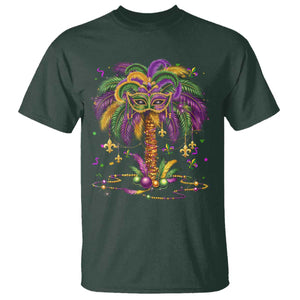 Mardi Gras Bead Tree T Shirt Carnival New Orleans Hawaiian Tropical Palm Tree 2025 TS10 Dark Forest Green Print Your Wear