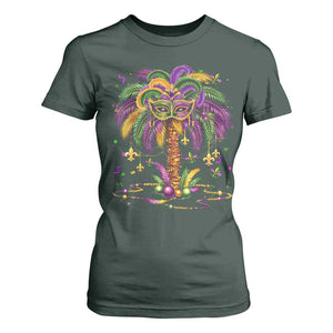 Mardi Gras Bead Tree T Shirt For Women Carnival New Orleans Hawaiian Tropical Palm Tree 2025 TS10 Dark Forest Green Print Your Wear