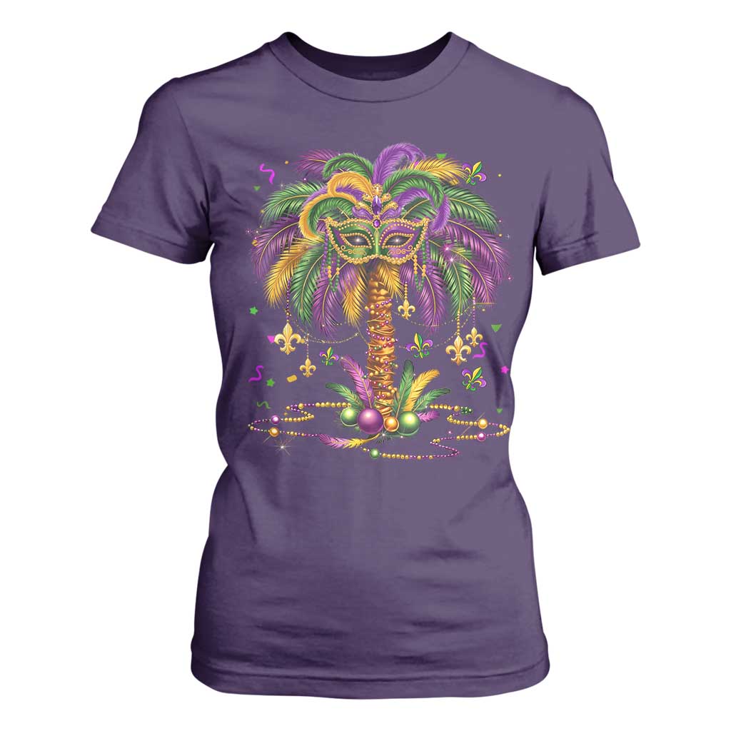 Mardi Gras Bead Tree T Shirt For Women Carnival New Orleans Hawaiian Tropical Palm Tree 2025 TS10 Purple Print Your Wear