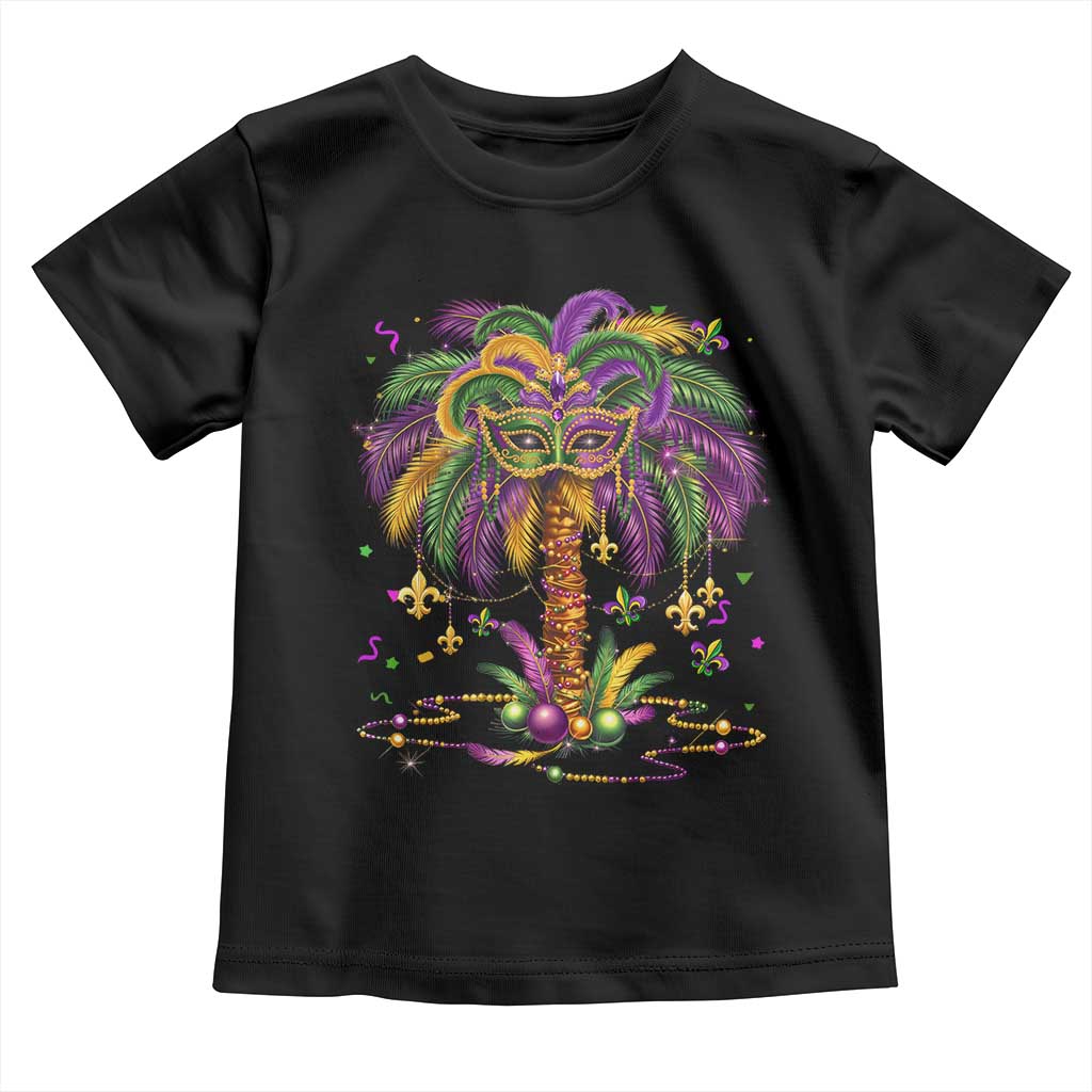 Mardi Gras Bead Tree Toddler T Shirt Carnival New Orleans Hawaiian Tropical Palm Tree 2025 TS10 Black Print Your Wear