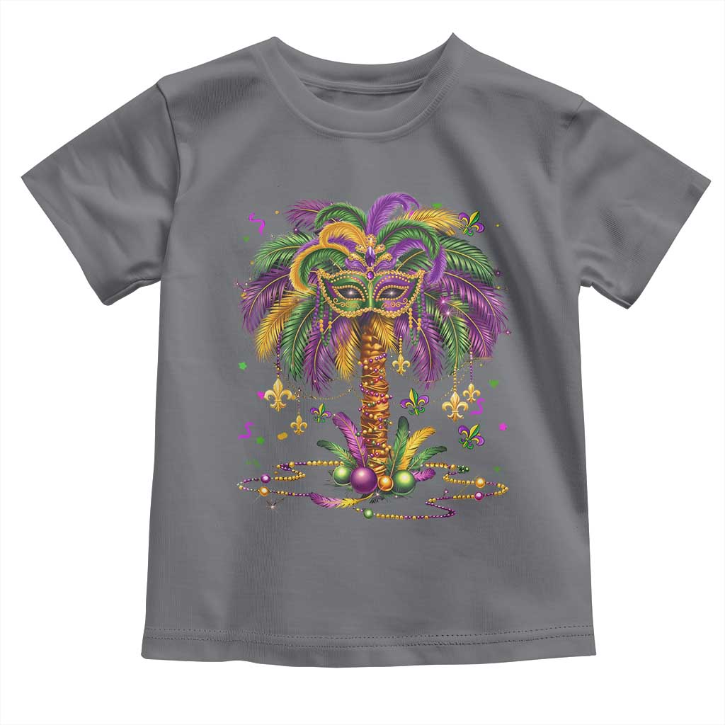 Mardi Gras Bead Tree Toddler T Shirt Carnival New Orleans Hawaiian Tropical Palm Tree 2025 TS10 Charcoal Print Your Wear