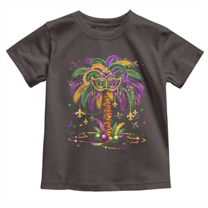 Mardi Gras Bead Tree Toddler T Shirt Carnival New Orleans Hawaiian Tropical Palm Tree 2025 TS10 Dark Chocolate Print Your Wear