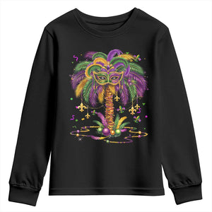 Mardi Gras Bead Tree Youth Sweatshirt Carnival New Orleans Hawaiian Tropical Palm Tree 2025 TS10 Black Print Your Wear