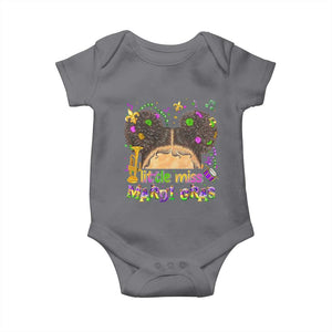 Little Miss Mardi Gras Afro Messy Bun Girls Baby Onesie TS10 Charcoal Print Your Wear